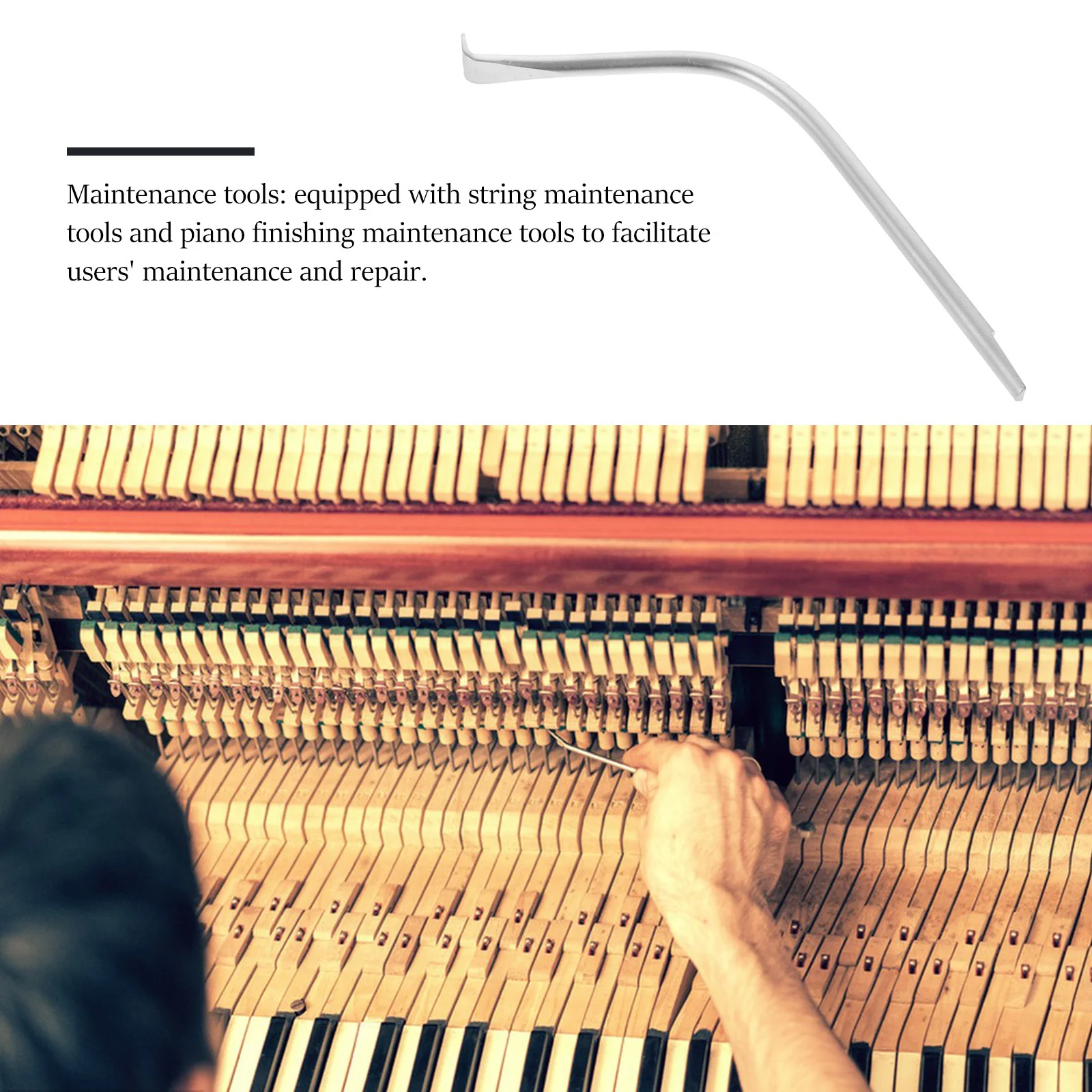

Piano String Hook Durable Metal Piano Repair Tool Easy Operation String Replacement Auxiliary Tool for Instrument Maintenance