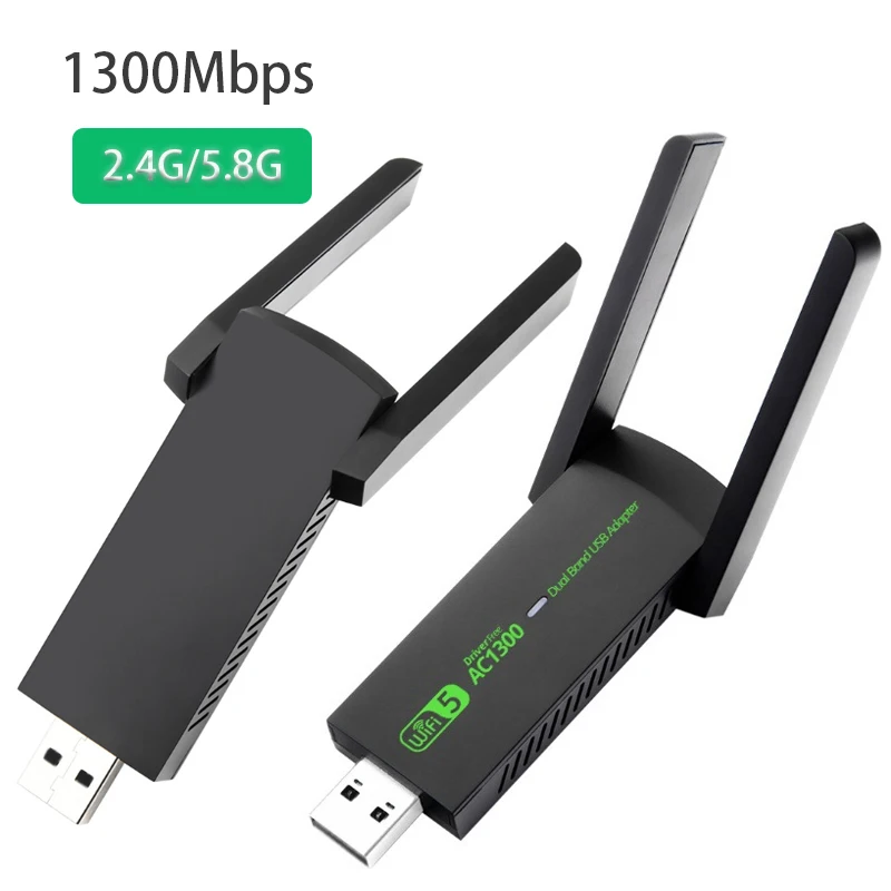 Dual band 2.4G5.8G wireless network card Transmit/Receive WiFi Wireless USB Adapter 1300M WIFI signal reception External Antenna