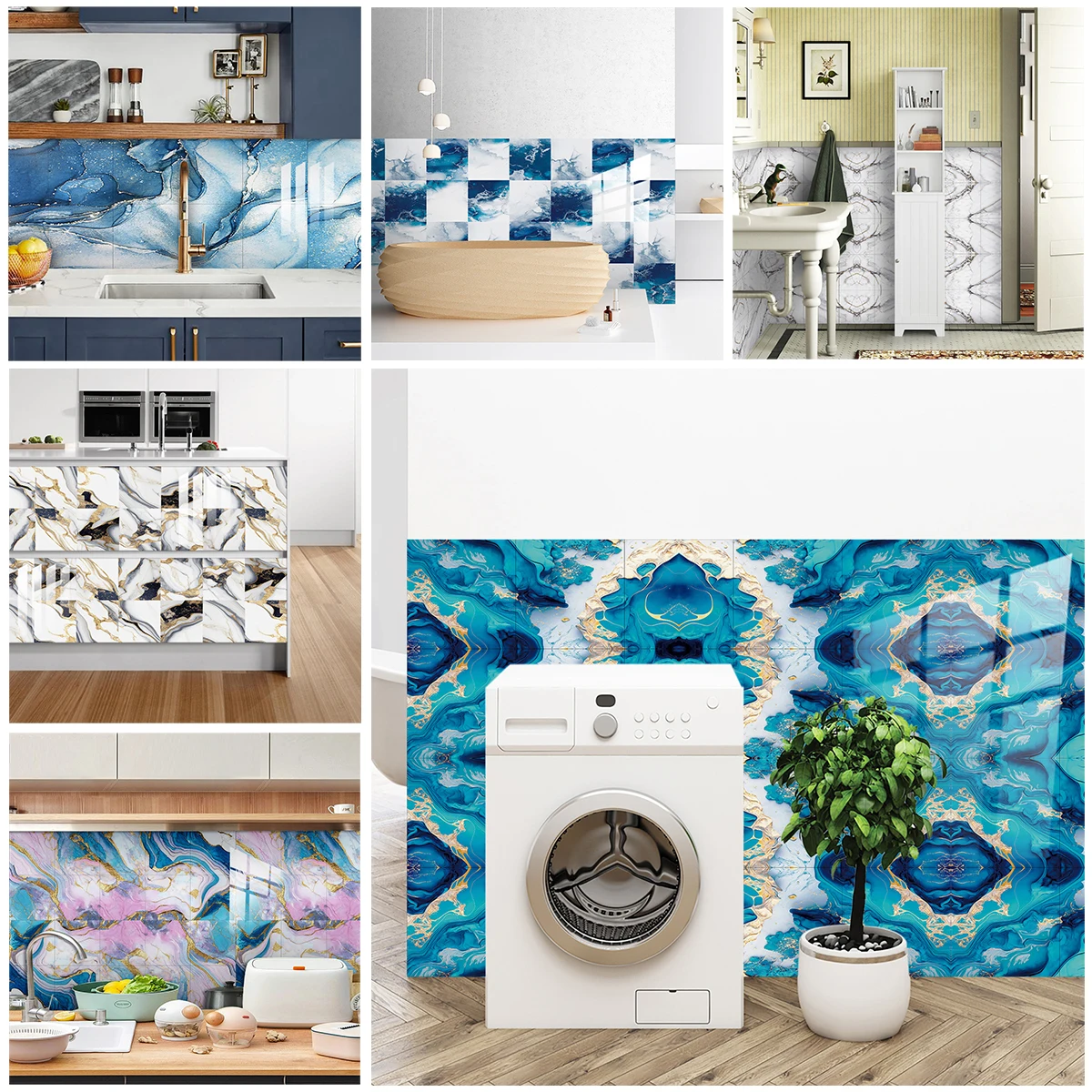 25 styles 10pcs/set Tiles Sticker Kitchen Backsplash Oil-proof Bathroom Decals Peel & Stick Waterproof Art Wallpaper