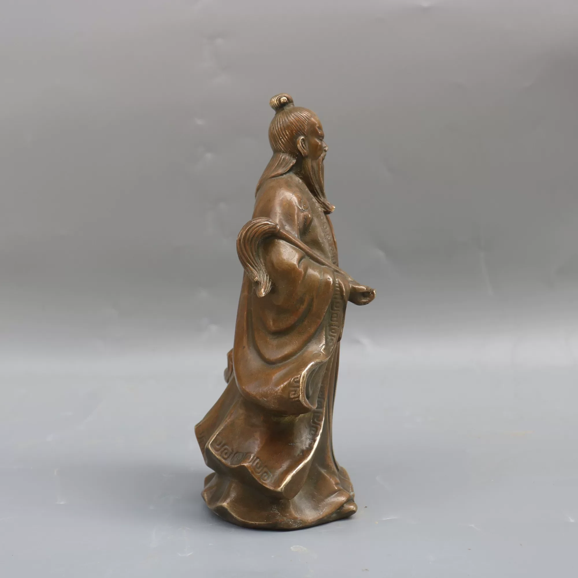 Chinese collection Copper Famous Taoism Philosopher Lord Lao Zi Laozi Sage Standing Statue