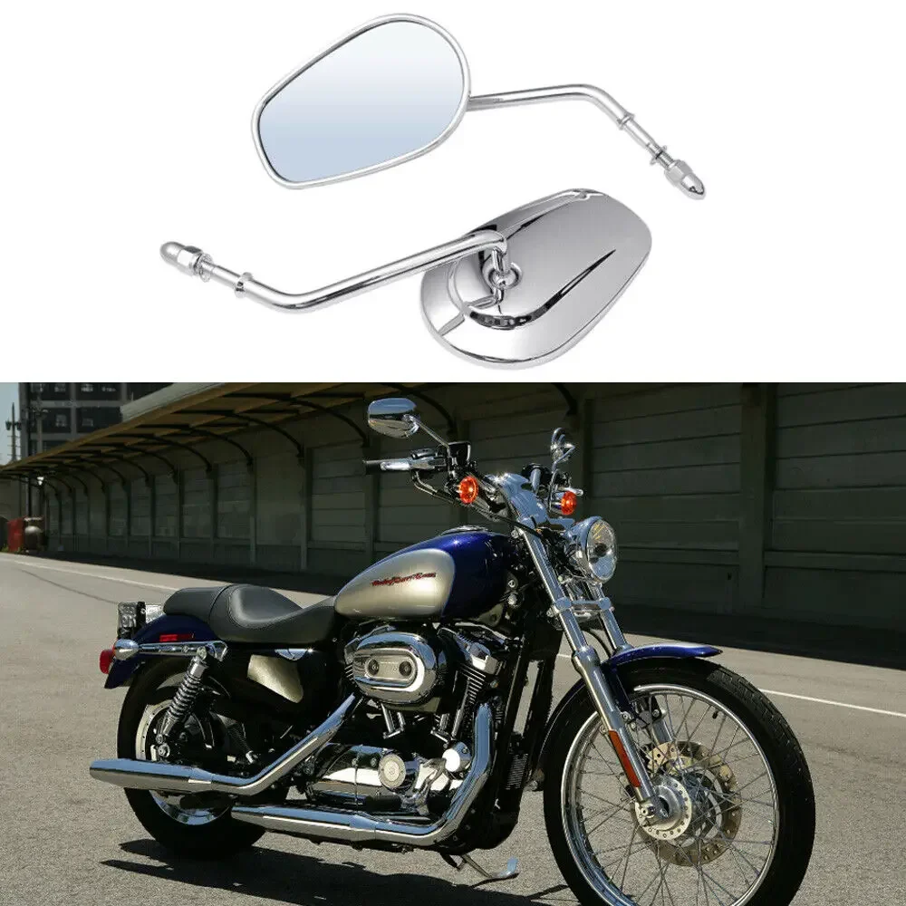 For Harley Davidson Sportster 1200 Custom XL1200C Motorcycle Side Mirrors Chrome