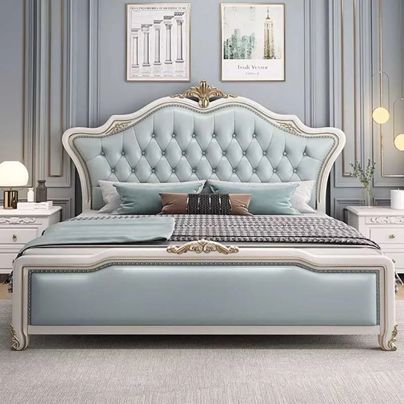 

Storage Luxury Double Bed Headboard Villa Glamorous King Size Twin Bed Frame Modern Platform Sleeping Cama De Casal Furniture