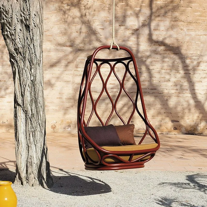 Nordic Outdoor Aluminum Hanging Swing Chair, Single Person Balcony Patio Porch Hammock, Creative Indoor Decor