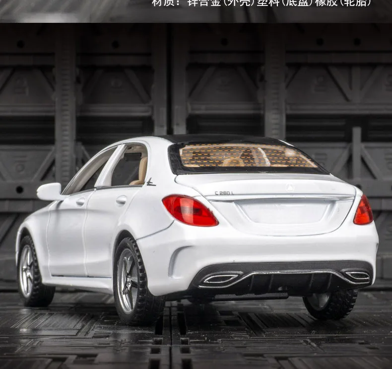 1:32 Mercedes Benz C260L Legierung Diecast Modell Spielzeug Autos Sound Licht Zurückziehen Metall auto für Jungen Geschenke