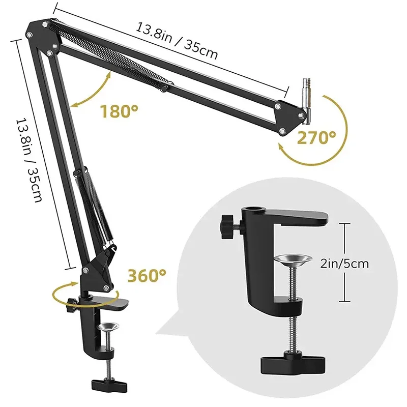 Desk Microphone Support Articulated Arm Microphone Stand Microfno Bracket Mount Mic Holder for Blue Yeti HyperX QuadCast Fifine