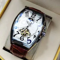 Reloj mecánico automático de lujo para hombres, relojes deportivos, Tourbillon, esqueleto militar, reloj de pulsera Cool Tonneau