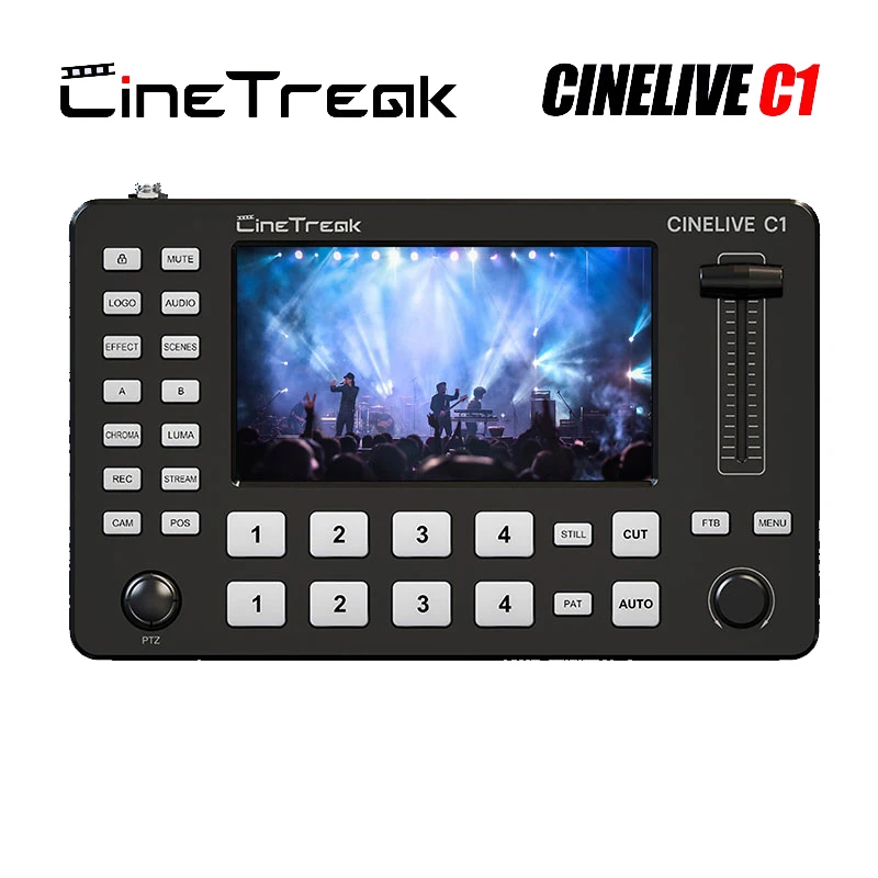 Cinetreak CINELIVE C1 5-Inch Video Switcher 4-Channel Full HD Screen Live Video Mixer PTZ Camera Control Recording Streaming