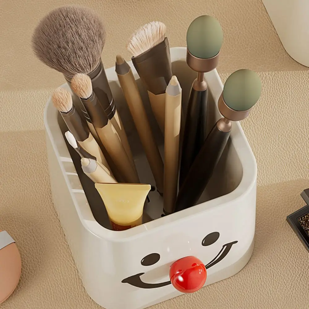 Smiling face pattern pen container Bottom hollowing Light weight Stationery Case pp Waterproof Desktop Storage Box School