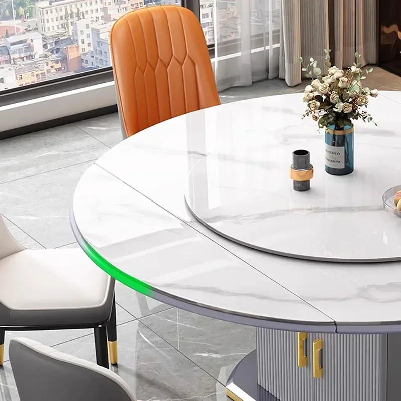 

Round Dinning Table Kitchen Furniture Ceramic Dining Wooden Small Marble Modern Coffe Mesa Plegable Steel Extended Sliding