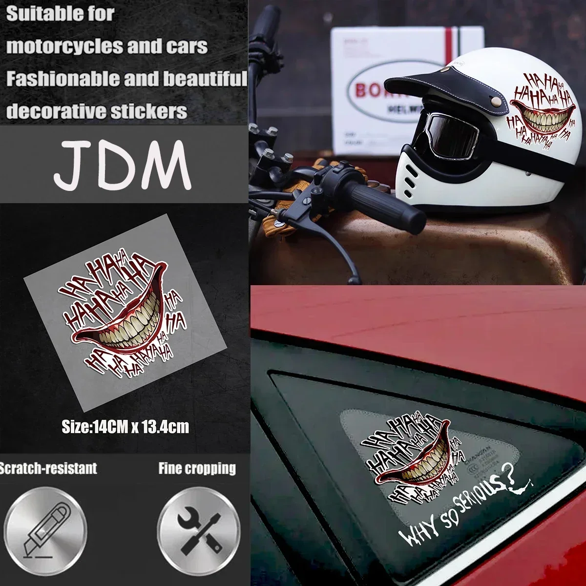 HAHAHA grin from ear to ear JDM Modified Reflective Car Body Window Windshield Skateboard Laptop Graffiti Vinyl Decal Stickers