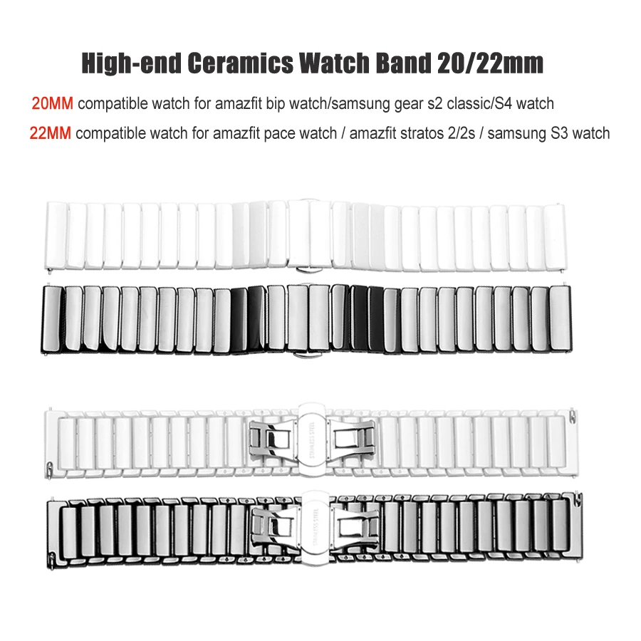 20MM 22MM Ceramic Strap For Amazfit GTR 4 3 2Pro 47MM Bracelet Watchband Correa For Amazfit GTS 4 3 2 2e 2mini bip U 3 3Pro 42MM