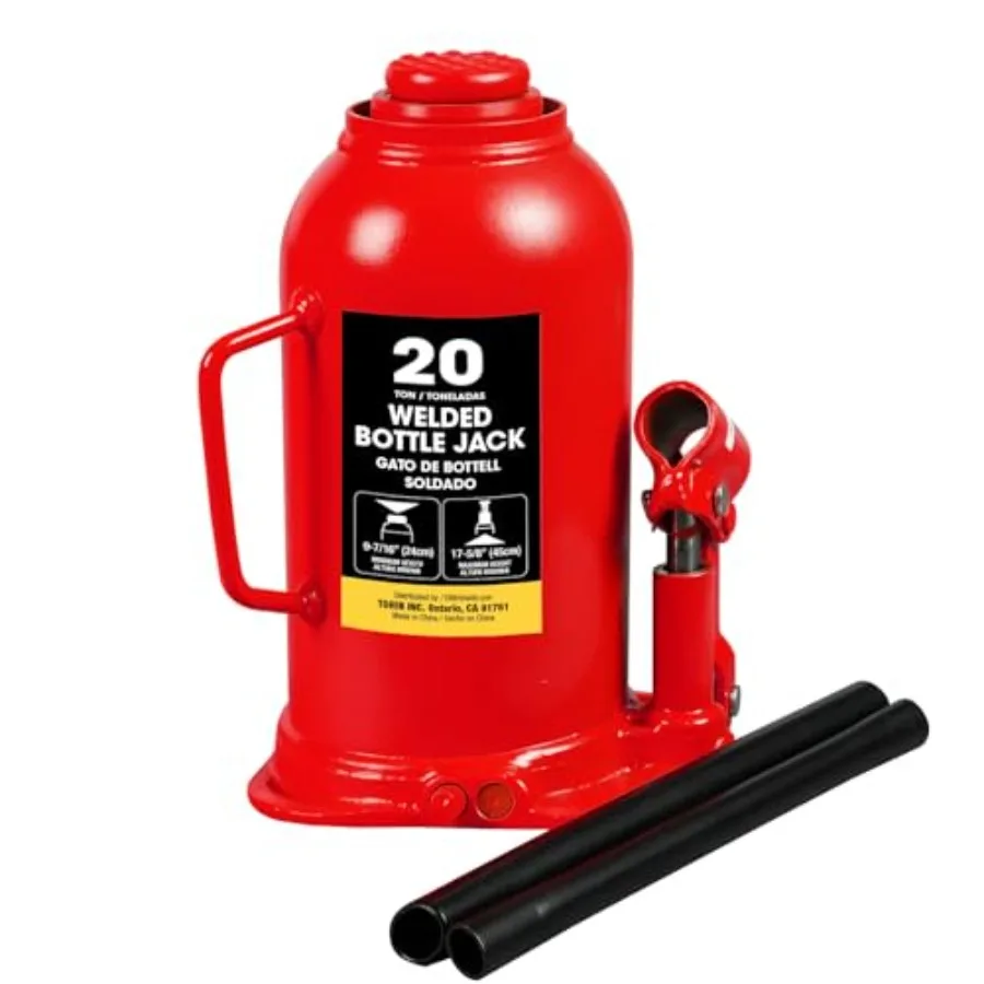 

20 Ton 40000 LBs Welded Hydraulic Car Bottle Jack for Auto Repair and House Lift Red