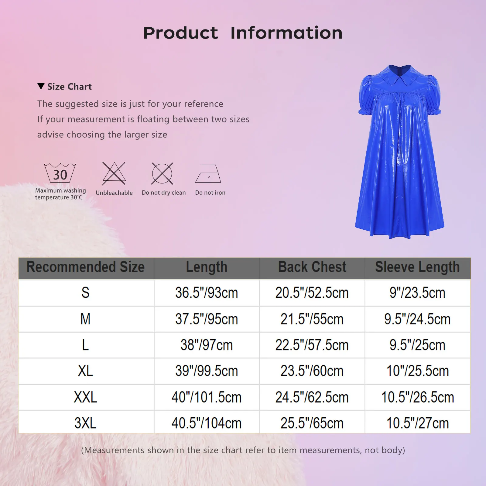 Womens Waterproof Vinyl Regency Victorian Cosplay Party Sleep Dress Puff Short Sleeve Empire Waist Lapel Dress Nightgown view 6