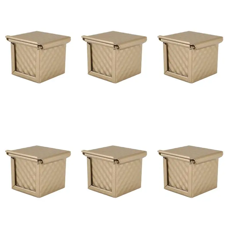 6Pack X(Square Loaf Pan with Lid Toast Mold Bread Pan Pullman Loaf Pan with Cover Non-Stick Mini Water Cube Toast Box