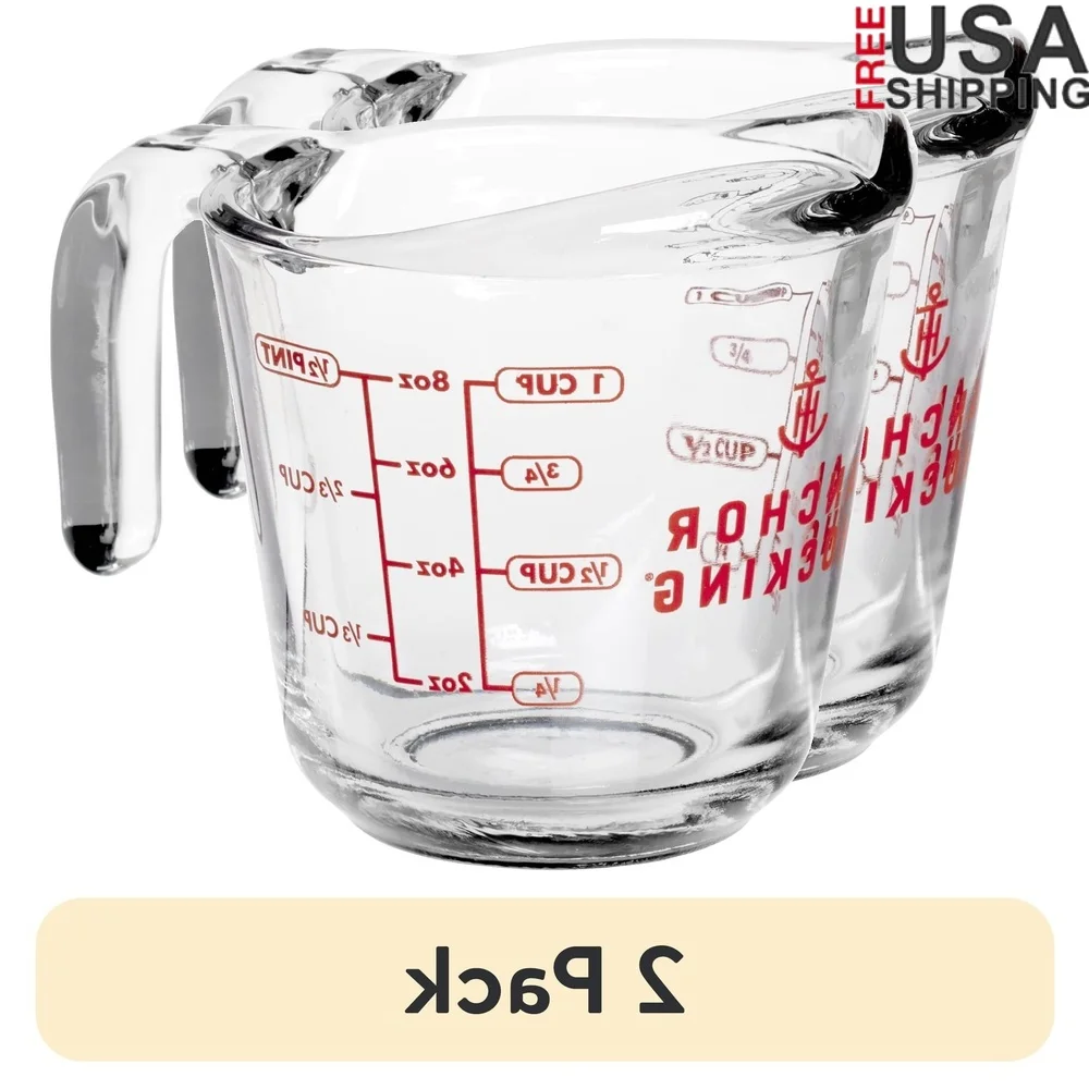 

2 Pack Glass Measuring Cups 8oz Tempered Kitchen Utensils Metric Imperial Units Dishwasher Microwave Safe Nesting Design