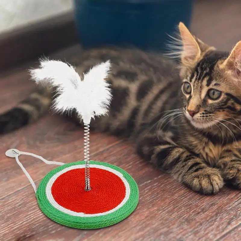 Cat Scratching Toy 2 In 1 Cat Feather Toy Interactive Teaser Toy With Spring And Sisal Twine Cat Playing Toy For Most Cats