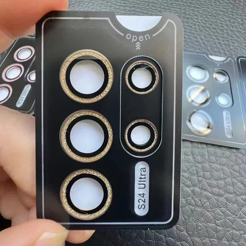 Glitter Camara Protezione per obiettivo per Samsung Galaxy S25 S24 S23 Plus S22 Ultra 5G A55 A54 A34 A24 Protezione fotocamera in vetro temperato