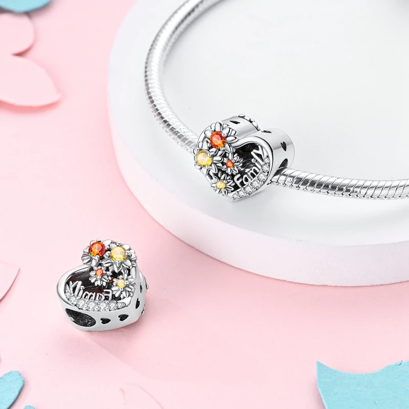 Charms aus 925er-Sterlingsilber, glückliche Familie, Perle, Zirkonium, Familie, Liebe, baumelnd, passend für Original-Armband, Damen, Schmuck, Geschenk – Detail 11