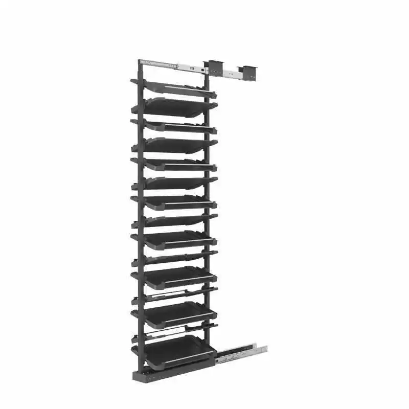 Furniture Foldable Aluminum Shoe Rack for Living Room Family Storage with Double Damper Track Slide