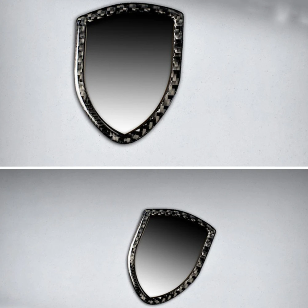 รถด้านนอกด้านหน้าโลโก้สัญลักษณ์Trimกรอบคาร์บอนไฟเบอร์สีดําFitสําหรับ-Porsche Cayenne Macan 2014-2019