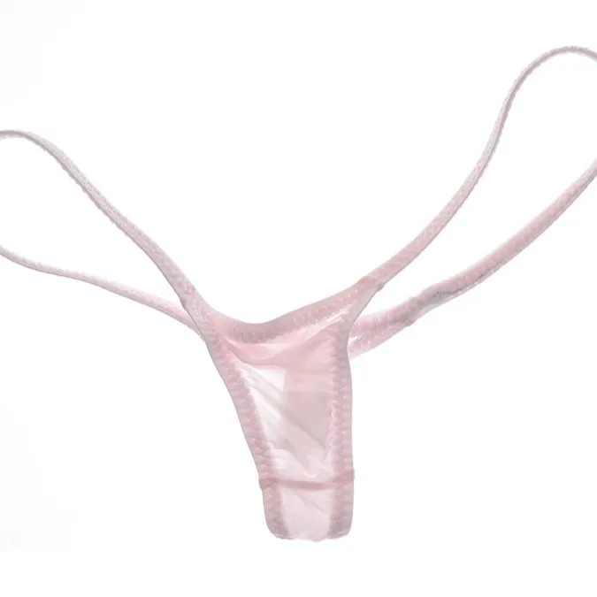 New Women's Ice Silk Thong High Elastic Mini Low-rise Sheer Single Layer Underwear T6001