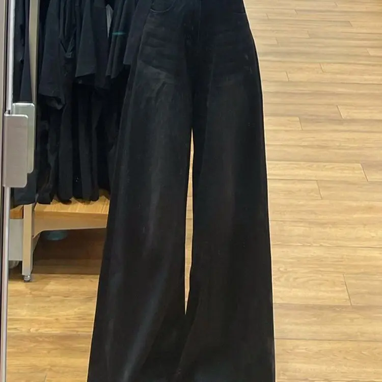 

Jeans For Girls Y2K Woman Gothic Denim Black Fashion Korean Style Vintage High Waist Baggy Wide Leg Boyfriend Harajuku Aesthetic