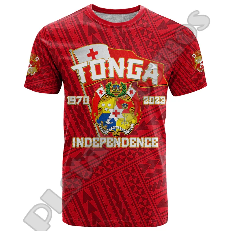 Vintage Tattoo 3D Printed Short Sleeved T-shirt, Summer Casual Street Clothing, Personalized Name, Tonga Polynesia, Liahona, Hig