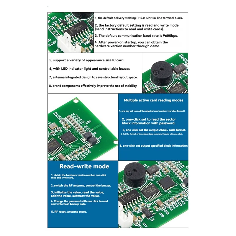 

BNVN-RFID Reader Writer Module 13.56Mhz IC Card Reader S50 Card Reader ISO14443A RS232 Support Window Linux System
