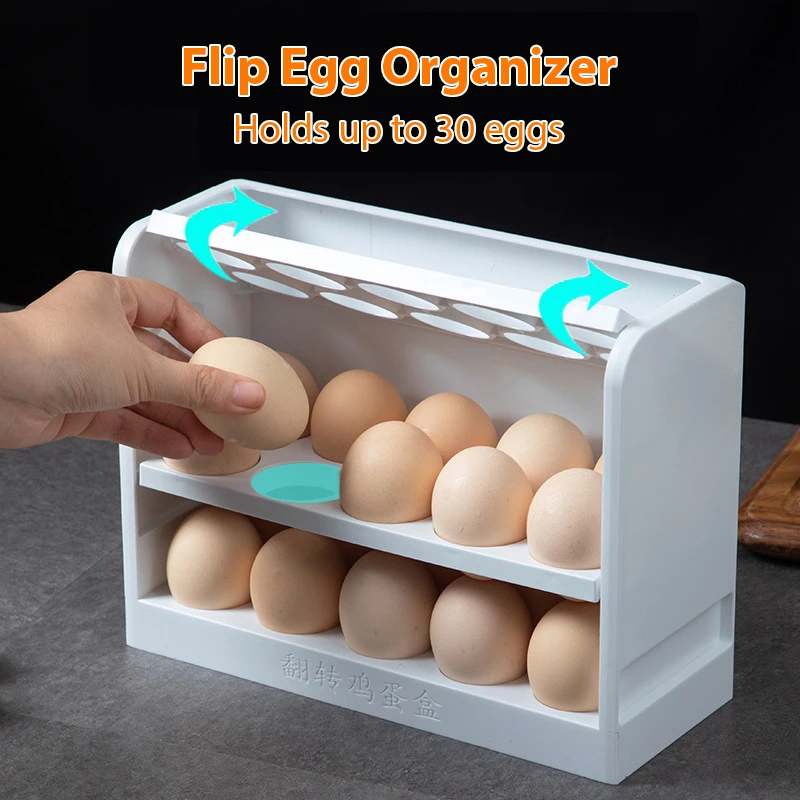 Three Layers Flip Egg Storage Box Egg Container Kitchen Fridge Egg Keeping Fresh Tray Space Saving Storage Box For Egg