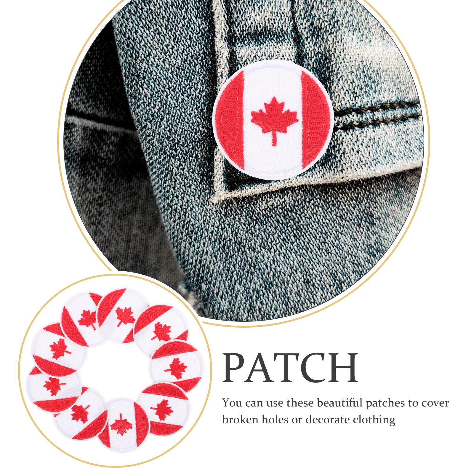 

12pcs Cloth Patch Embroidery DIY Flag Stickers Round Bright Colors Patterns Decorative Clothing Accessories Elastic Band