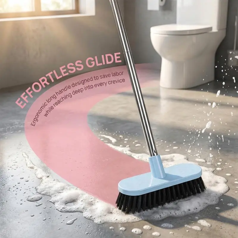 1PC Outdoor/Indoor Multi-Purpose Scrub Brush​ - Long Handle for Standing, Tough on Grime & Dirt  Wood Decks, Easy to Rinse Clean