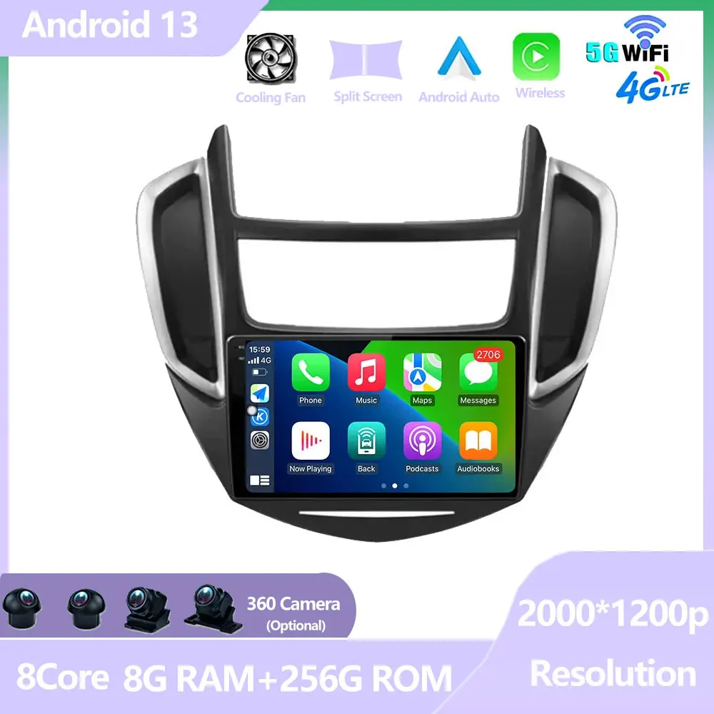 

Автомагнитола на Android 13, мультимедийный плеер для Chevrolet TRAX 2014-2016, стерео, GPS-навигация, DVD, HU, 4G, QLED, DSP