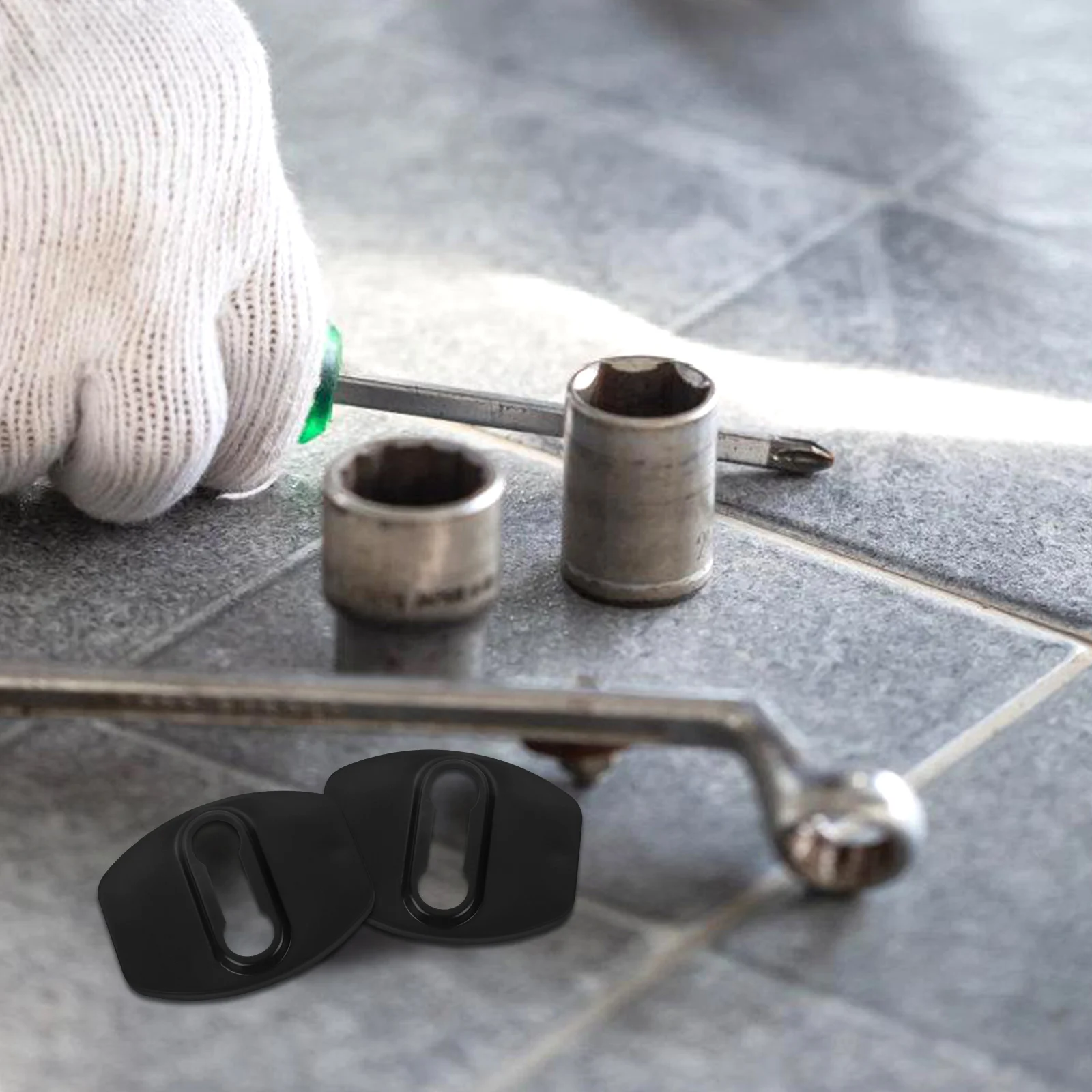 

2pcs Aluminum Automotive Interior Decor Side Lock Replacement Vehicle Door Bolt Decorative Cover Car Accessories Metal Car Door