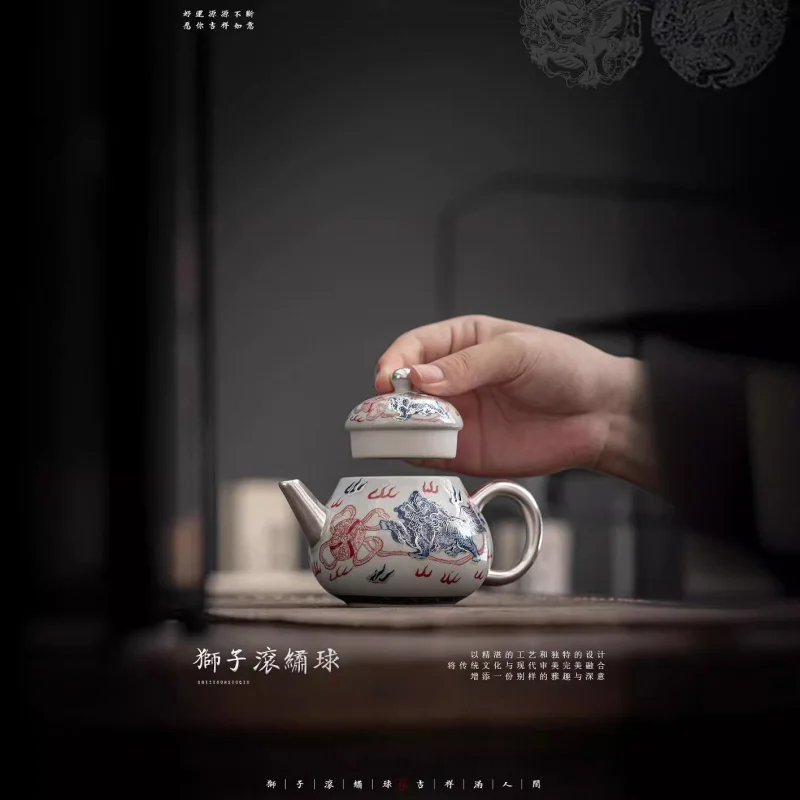 Gilt Silver Tea Set Gaiwan Teapot Tea Brewer Master Cup Tea Cup Home Office Kung Fu Tea Set Gift Box Set