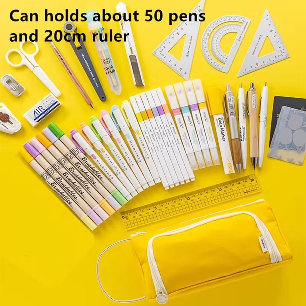 Portable Pencil Case, Large Capacity Pencil Case, Stationery Bag, Stationery Box, Multifunctional Pencil Pouch, Pencil Box, School Supplies, Office Supplies, School Storage Bag, Gift, Makeup Storage Bag, Office Desk Storage Bag