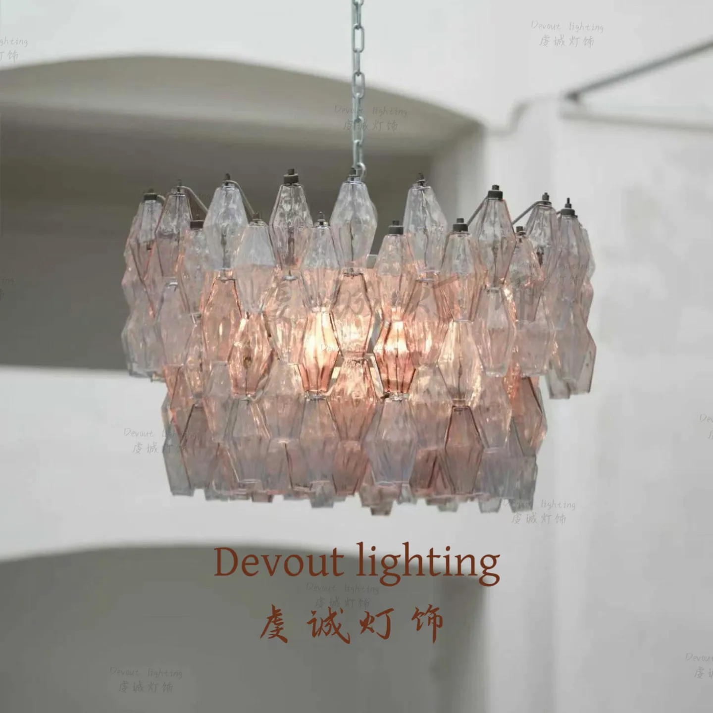Middle French retro style villa living room dining table bar counter dining room bedroom Murano glass wardrobe pendant light