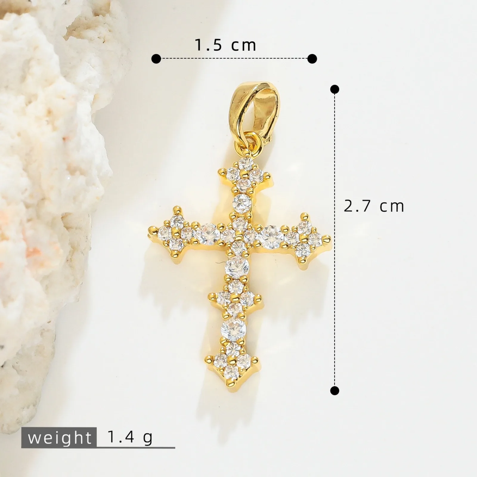 1 Stück Messing-Kreuzanhänger, 18K vergoldet, für DIY-Halsketten, Armbänder, Schmuckherstellung, Großhandel – Detail 11