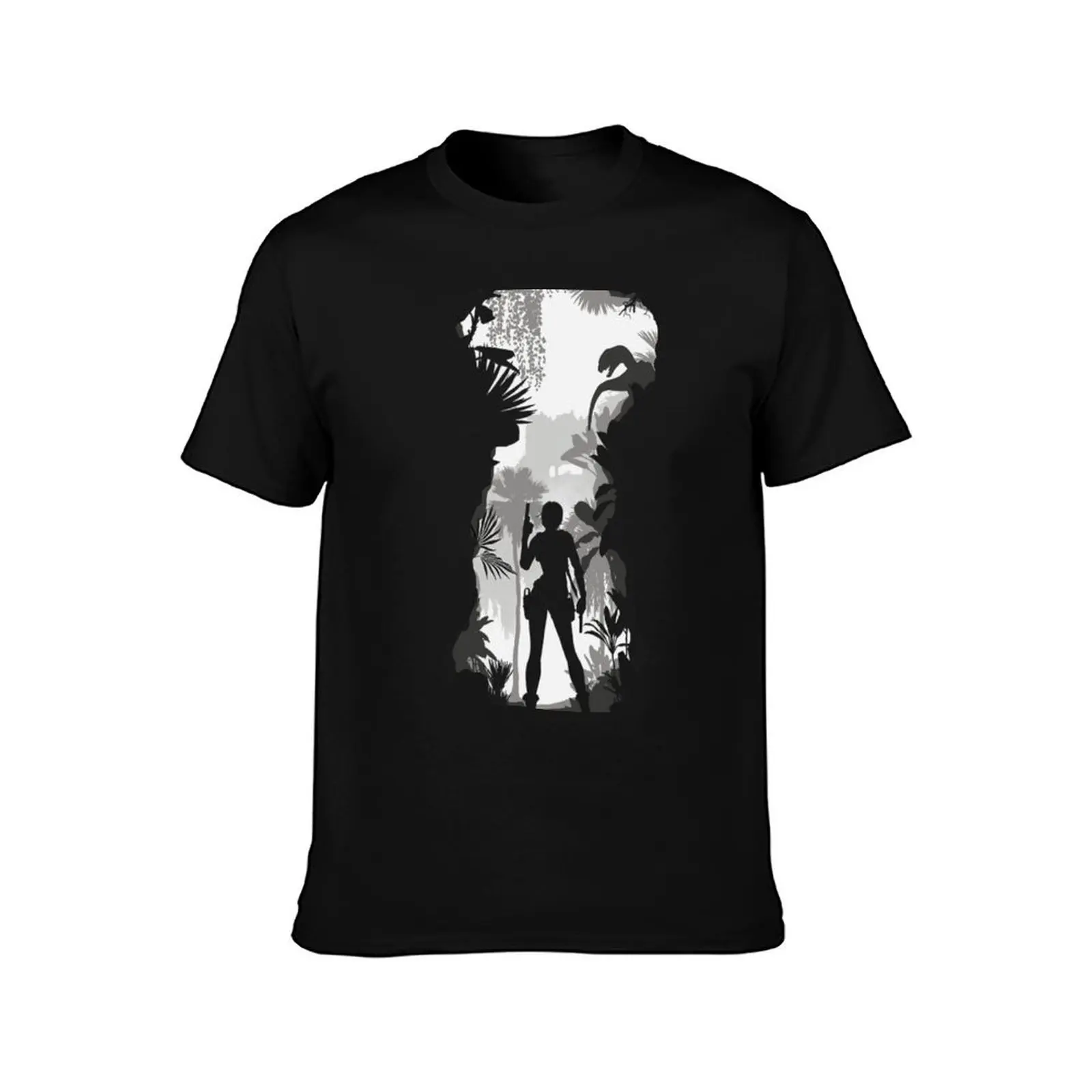 Lara croft in forest *HIGH QUALITY* T-Shirt Basic Solid Color Casual Tee Shirt T-Shirt