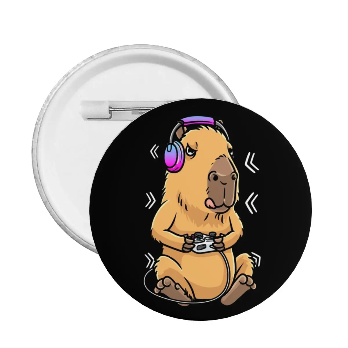 Capybara Giant Cavy Rodent Gamer Gaming Round Button Pin for Bags Customizable Pinback Badge Brooch