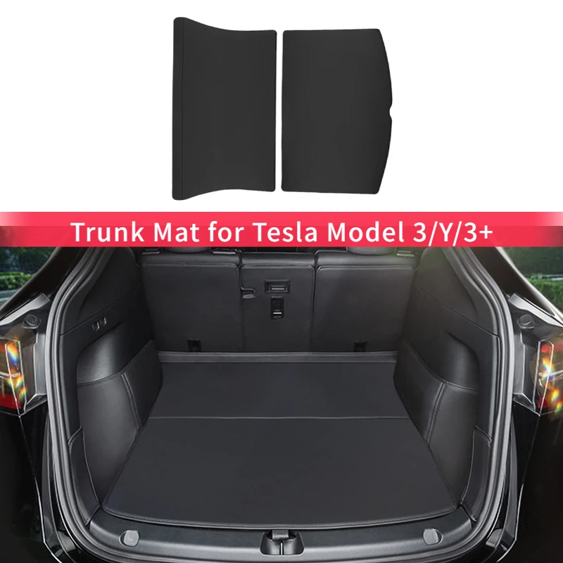 

2PCS Leather Trunk Mat for Tesla Model 3/Y/3+ Highland Trunk Protection Pads Tailgate Pad Car Interior Accessories 2021-2024