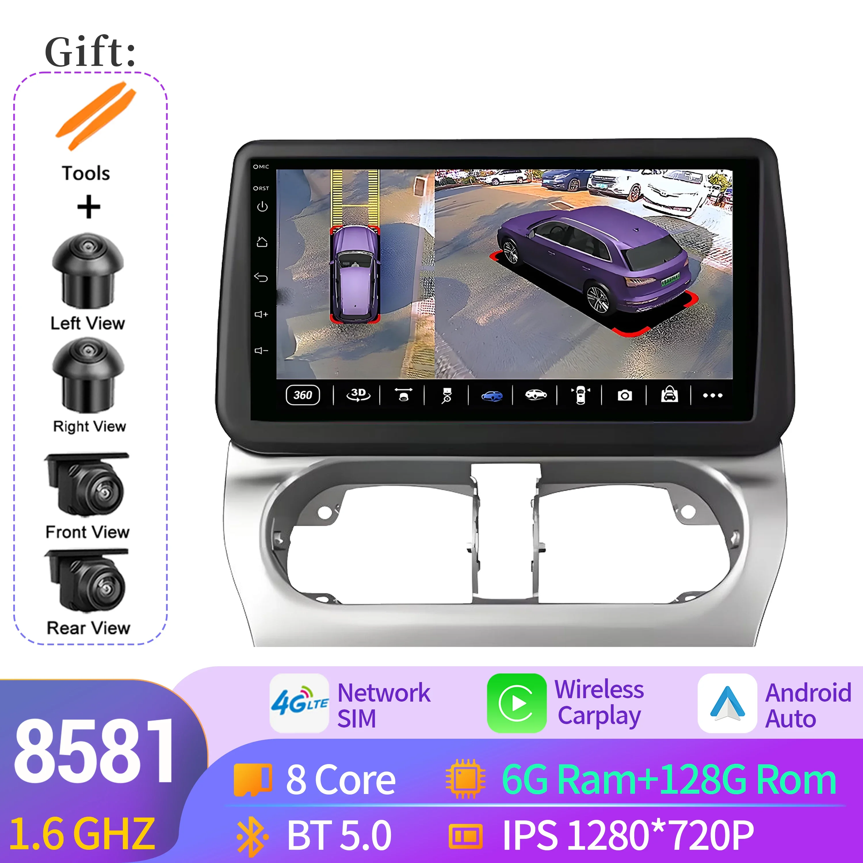 Voor Opel Combo Corsa Tigra 2001-2011 Autoradio Multimedia GPS Apple Android 14 Draadloze BT CarPlay 7862 8 + 256 2 K QLED Scherm