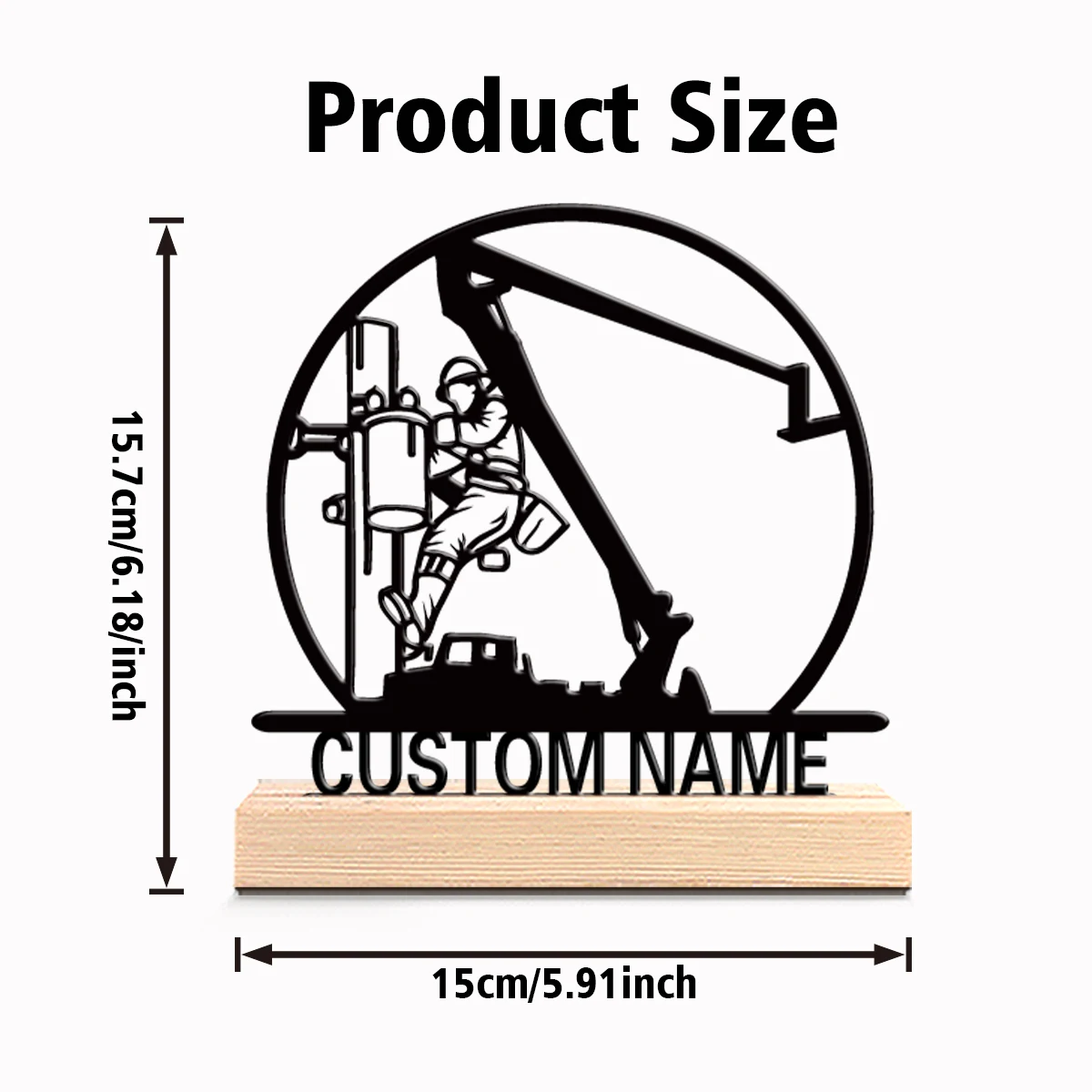 1 قطعة أزياء شخصية مخصصة الهندسة المدنية بناء تماثيل معدنية فن معدني مع قاعدة خشبية مناسبة كهدية للمحترفين