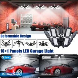 Deformable LED Bulb Garage Light with 6/7/10 Adjustable Panel Shop Night Lamp for Basement Workshop Gym E26/E27 Ceiling Lighting