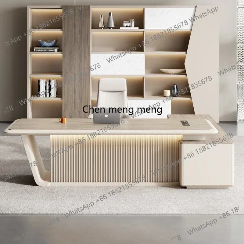 

Computer Desk Large Modern Boss Manager President Simple Executive Office L Shape Desk With Drawers Storage Filing Cabinet Chair