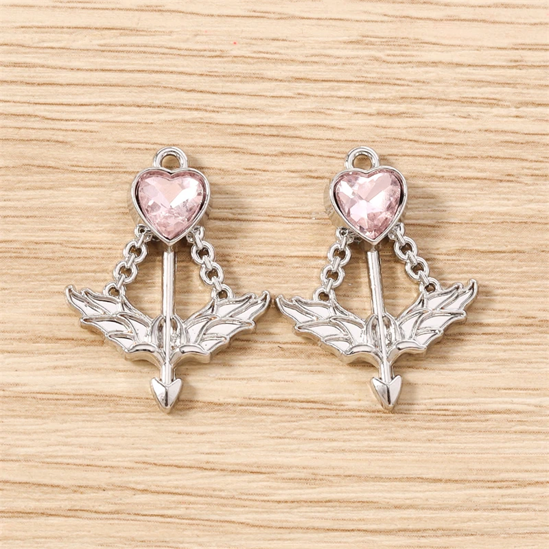 5 Stück 19x16mm Niedliche Kristall-Metall-Pfeil-Anhänger für Schmuckherstellung, Ohrhänger, Halsketten, Armbänder, DIY-Bastelbedarf – Detail 16