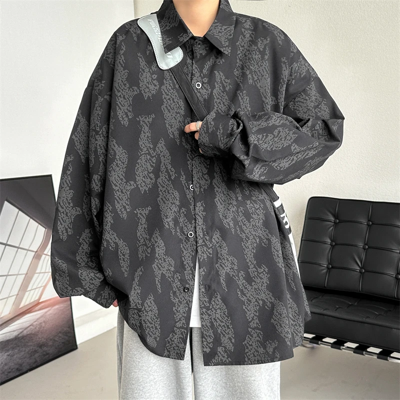 Harajuku Fashion Man 2024 Big Clothes Big Size Men Shirts High Quality Original Men's Shirts New in Loose Fitting Social Shirt