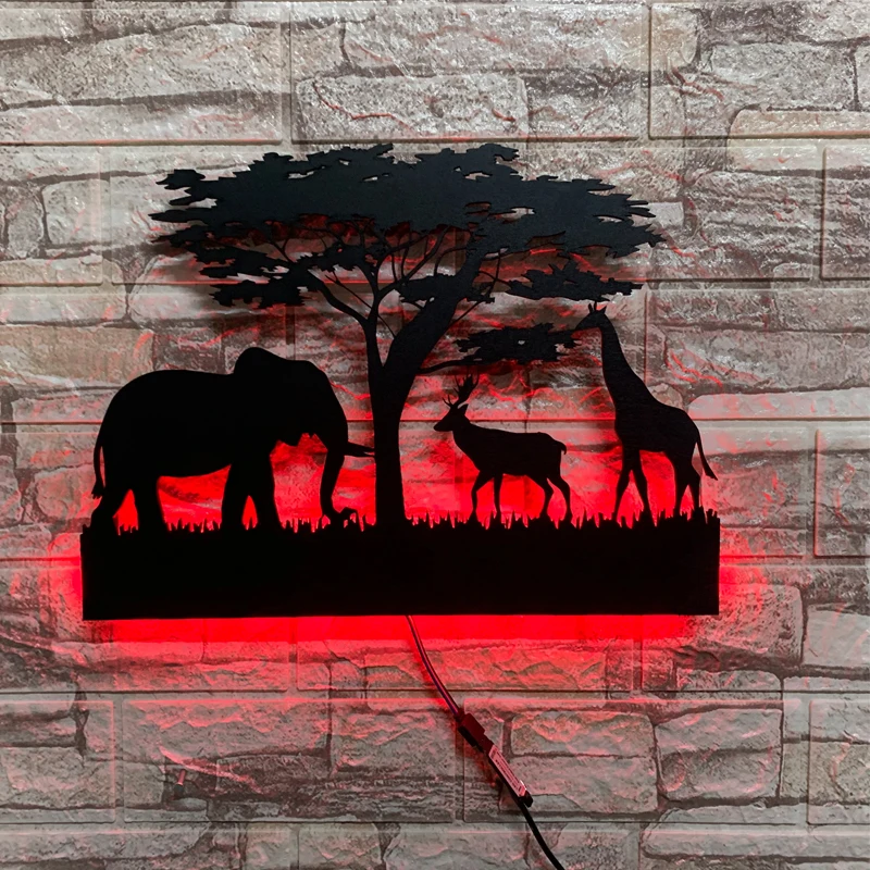 

ZK50 Hot Selling Sika Deer Grassland Journey LED Wall Lamp Home Decoration Background Wall USB Remote Control Night Light