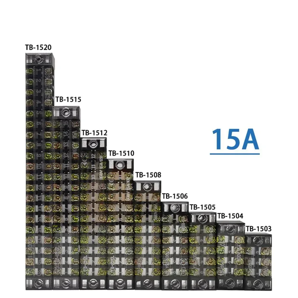 10Pcs Dual Row Barrier Screw Terminal Block Strip Wire Connector 600V 15A 3/4/6/8/10/12/15/20 Positions Optional