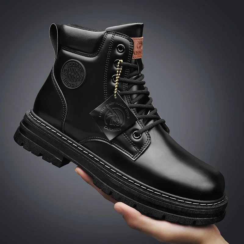 2024 zimowe botki męskie buty Outdoor żółte buty klasyczny Design wysokie męskie buty w stylu casual Botas Para Hombre