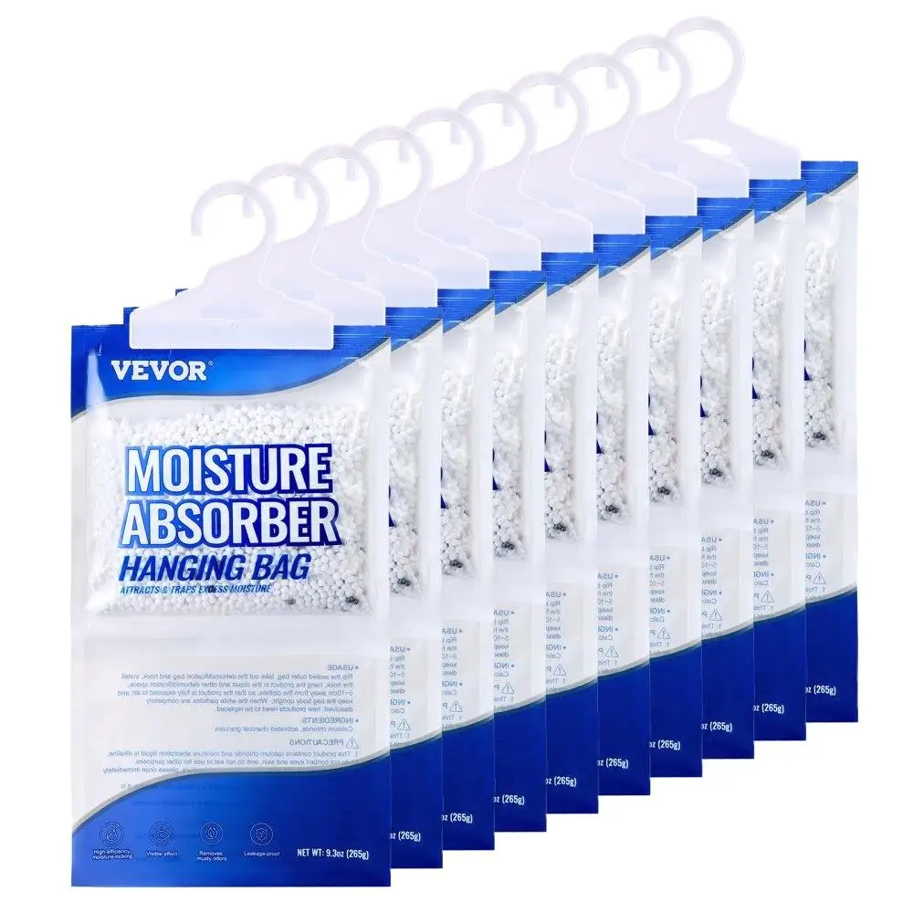 

Hanging Dehumidifier Bags 9.3oz Fragrance Free Moisture Absorber for Closet Wardrobe Bathroom 10 Packs